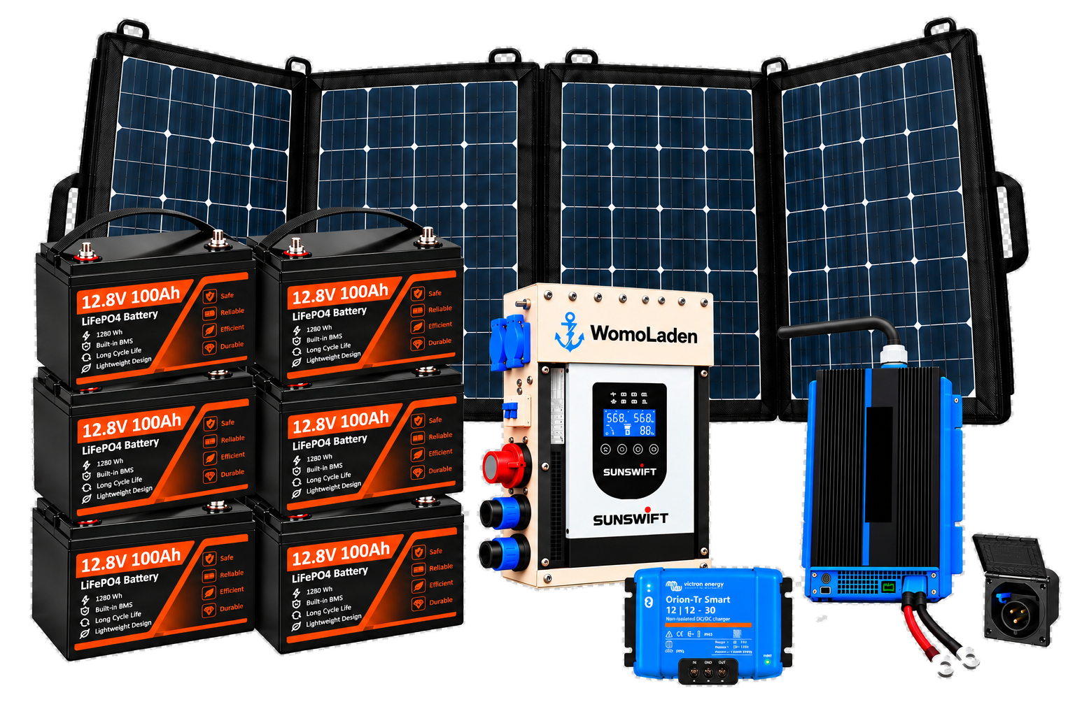 1 kW noodstroomset 600 Ah – 6 accu's in overzicht